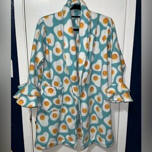 Cute egg print material handmade girls bath robe. Medium